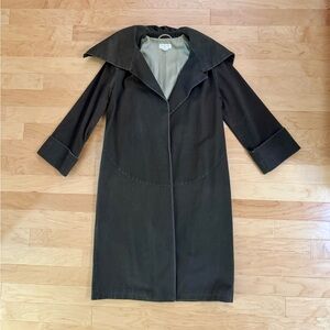 Dries Van Noten Olive Green Open Front Trench Coat